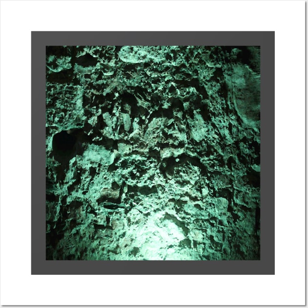 Green cave wall water texture canvas unique art Wall Art by kamdesigns